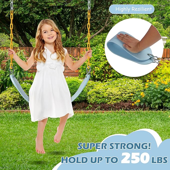 Sunnyglade 8PCS Swings Seats Heavy Duty with 66" Chain, Playground Swing Set Accessories Replacement with Snap Hooks, Support 250lb (8, Pastel Blue)