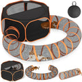 Cat Outdoor Enclosures Tunnel Playpen - Portable Playpen Indoor Collapsible Cats Enclosure with Shade Cover 2 Tunnels for Large Small Pets Animal Outside Catio Happy Travel Camping Back Yard