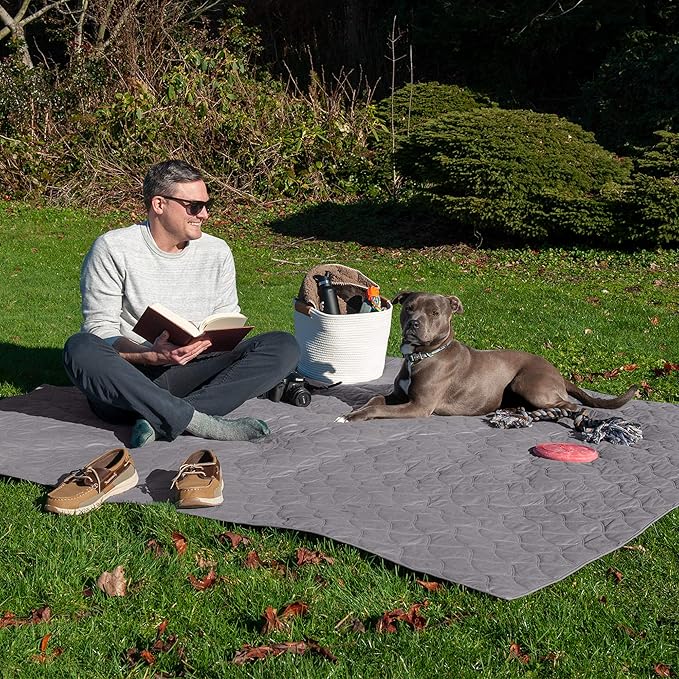 Furhaven Waterproof & Non-Slip Queen Size Mattress Cover Protector for Dogs & Cats, Washable, For Beds, Couches, & Car Seats - Quilted Twill Blanket Mattress Cover - Gray, Large/Queen Size