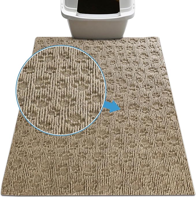 Drymate Cat Litter Box Mat, Litter Trapping Mat, Waterproof, Urine-Proof, Absorbent, Machine Washable, Soft on Paws, Contains Mess, Protects Floors, Kitten Supplies, Tan, 29x36 XL