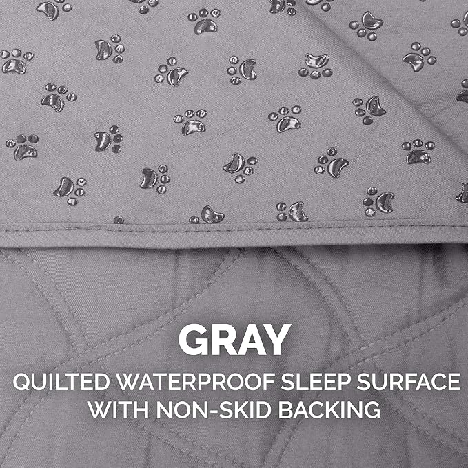 Furhaven Waterproof & Non-Slip Full Size Mattress Cover Protector for Dogs & Cats, Washable, For Beds, Couches, & Car Seats - Quilted Twill Blanket Mattress Cover - Gray, Medium/Full Size