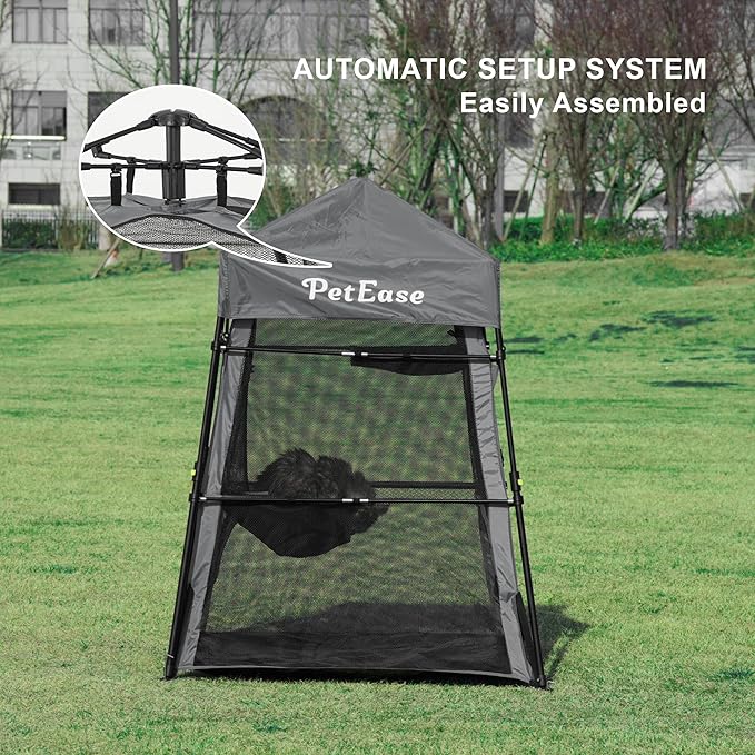 Catio Outdoor Cat Enclosure, 3-in-1 Extra Large Portable Cat Playpen with Tower Tent & Tunnel, Foldable Waterproof Mesh Catio for Indoor Outdoor Cats & Small Pets