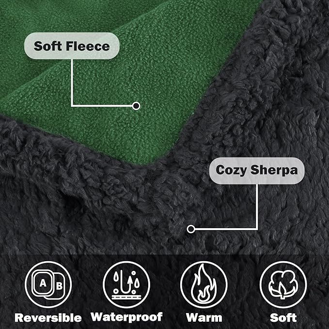 Kritter Planet Waterproof Bed Blanket, Washable Stain Proof Pad Bed Cover, Reversible Leakproof Furniture Protector, Liquid Pee Proof Blanket for Couch Sofa, 80x60 inch, Queen Size