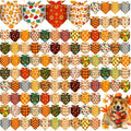 Sanwuta 120 Pcs Thanksgiving Fall Bandanas for Dogs Bulk Pumpkin Maple Leaf Triangle Dog Bandana Autumn Washable Pet Scarves Adjustable Bibs for Small and Medium Pets, 30 Styles