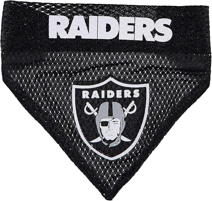 Pets First NFL DOG BANDANA - LA RAIDERS REVERSIBLE PET BANDANA. 2 Sided Sports Bandana with a PREMIUM Embroidery TEAM LOGO, Small/Medium. - 2 Sizes & 32 NFL Teams available, Los Angeles Raiders