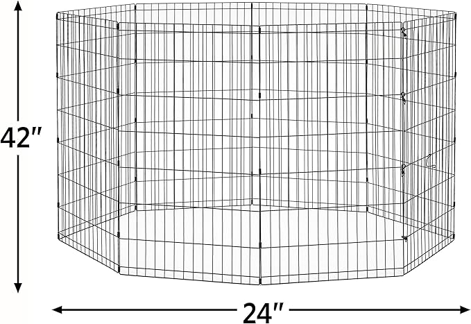 New World Folding Metal Dog Exercise Pen, Indoor/Outdoor Playpen with No Door, Provides 16 Sq Feet of Play Space, 42-Inches Tall, Black E-Coated