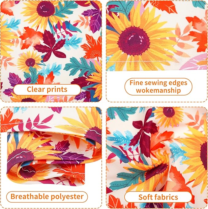 30 Pcs Fall Dog Bandanas Bulk for Small Dogs 18 Inch Stitch Edge Dog Bandanas Autumn Scarves for Puppy Cats Breed Grooming S