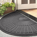 tchdio Door Mat Outdoor Indoor Entrance Doormat-Semicircular Durable Rubber Non Slip Front Door Mat for Outside Inside Entry Entryway Dirt Trapper WelcomeMat for Muddy Paws and Shoes-Grey 24”x47”