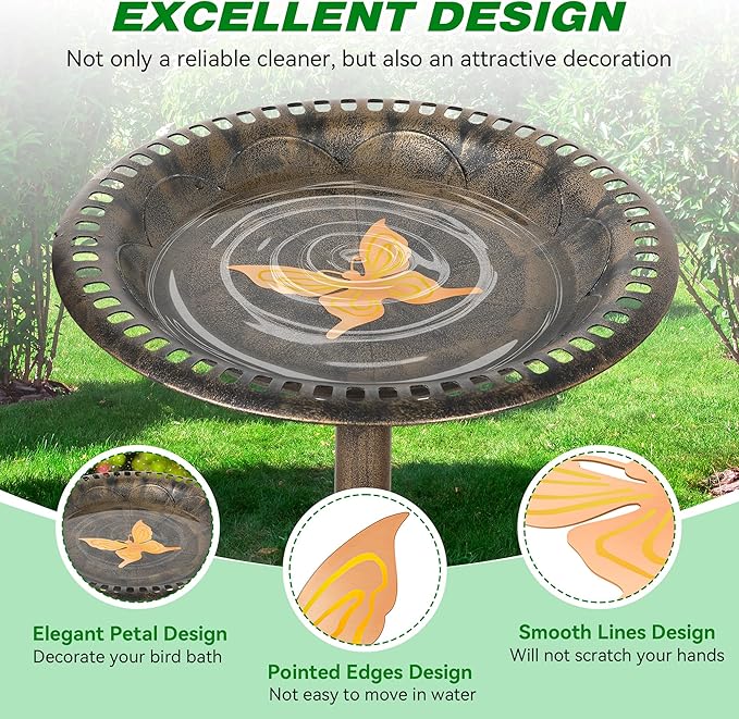 Saillong 1 Pack Bird Bath Copper Disk, Reinforced 99.99% Pure Copper Bird Bath Purification Disk for Physical Clean Water, Birdbaths Cleaner for Outdoor Birdbaths, Bowl and Garden Fountain (Butterfly)