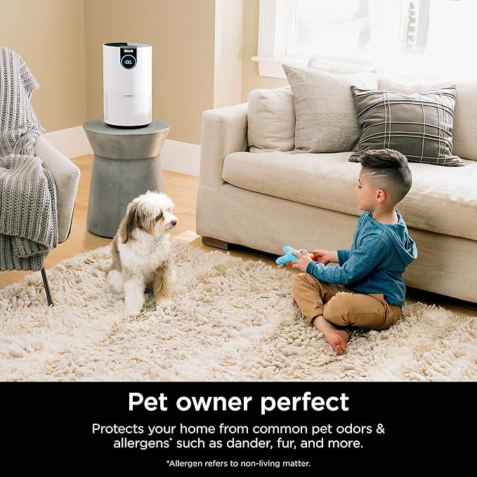Shark Air Purifiers For Home Pets, 2 Pack, Allergies, Pet Hair, HEPA Air Filter, 500 Sq Ft, Small Room, Bedroom, Odor Eliminator Clean Sense, Captures 99.98% of Particles, Pet Dander, Fur, HP102PK2 (Renewed)