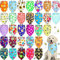 Eccliy 30 Pack Flower Dog Bandanas Bulk Summer Soft Triangle Dog Scarfs Polyester Bandana Pet Costume Cute Scarf Bibs with Flowers Patterns for Small Medium Large