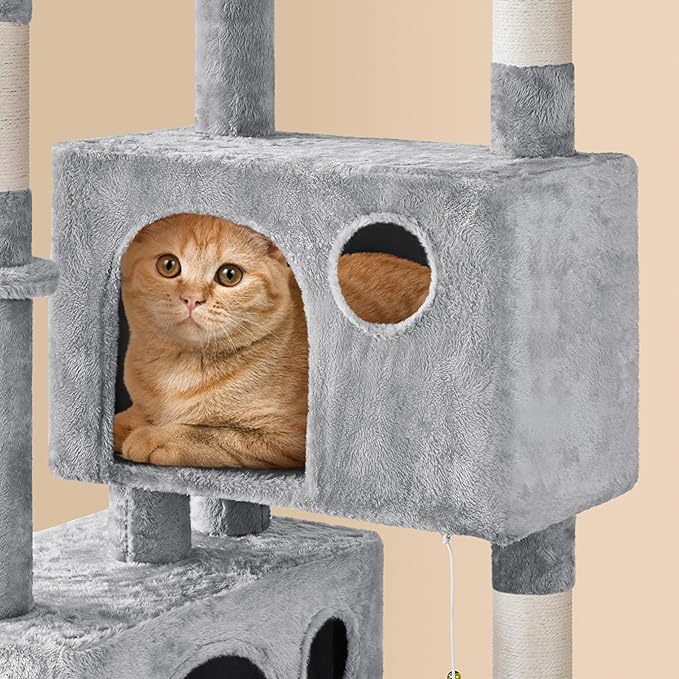 Yaheetech 73in Cat Tree Tower for Indoor Cats, Multi-Level Cat Activity Center with Scratching Posts Large Cat Condo with Funny Hammock for Kittens