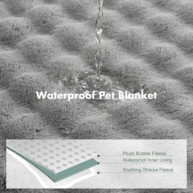 Soft Cozy Waterproof Twin Blanket for Bed Intimacy - Room Decor Large Dog Blankets for Bed Protector, Washable Pet Blankets for Indoors & Outdoors, Grey, 60"x80"