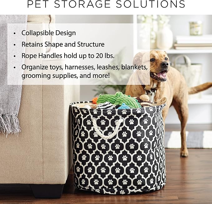 Bone Dry Pet Storage Collection Lattice Paw Print, Rose, Small Round