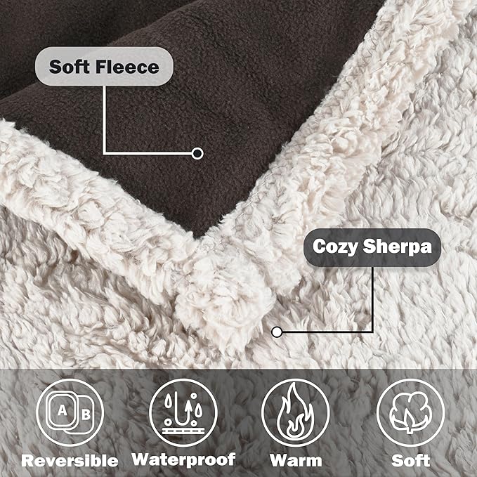 Kritter Planet Waterproof Dog Blanket, Reversible Water Proof Pet Blanket for Couch, Bed & Car, Washable Couch Covers for Medium Dogs - Protects Furniture from Fur, Dirt, and Accidents