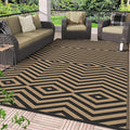 GENIMO Outdoor Rug for Patio Clearance, 8'x10' Reversible Plastic Straw Rugs, Lightweight Waterproof Modern RV Camping Mat for Camper, Balcony, Deck, Backyard, Picnic, Black Brown