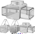 Top and 2 Sides Expandable Cat Carrier 18x11x11, TSA Airline Approved Dog Carriers for Small Dogs,Soft-Sided Pet Carrier with Self-Locking Zippers for Kitten,Rabbit, Puppy, Grey