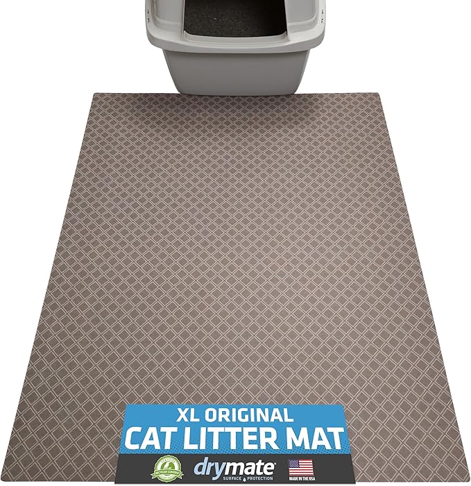 Drymate Cat Litter Box Mat, Litter Trapping Mat, Waterproof, Urine-Proof, Absorbent, Machine Washable, Soft on Paws, Contains Mess, Protects Floors, Kitten Supplies, Taupe, 29x36 XL