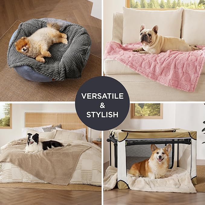 Bedsure Dog Blanket for Medium Dogs Washable - Fluffy Fuzzy Puppy Cat Blanket with Premium 300GSM Coral Fleece Soft for Pet Kitten Doggy, Pink, 30x40IN