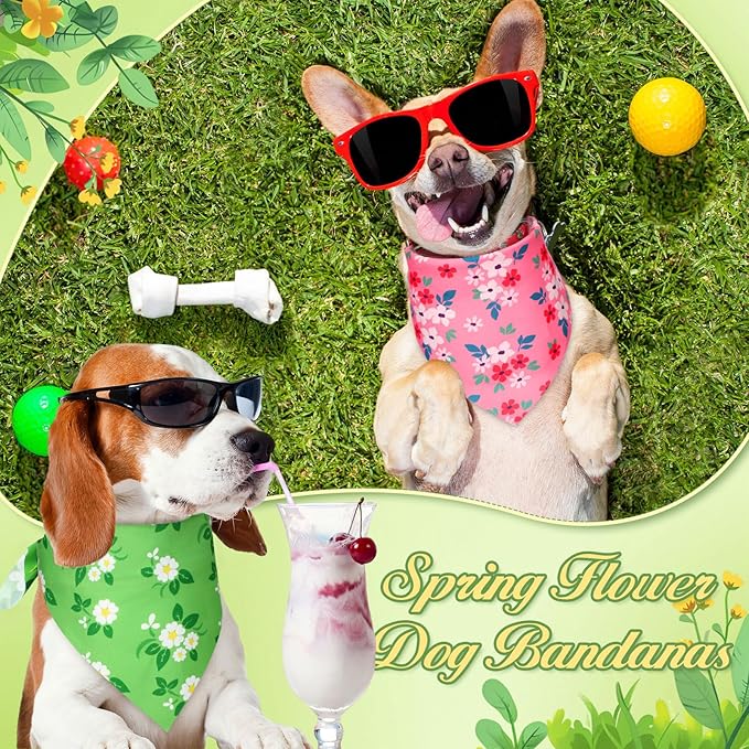 200 Pcs Spring Dog Bandanas Bulk Floral Dog Bandanas for Dogs Triangle Kerchief Bibs Scarf Set for Pet Costume Photo Props Accessories Pet Shops Adoption Events, 25 Styles(25.6 x 17.7 x 17.7)