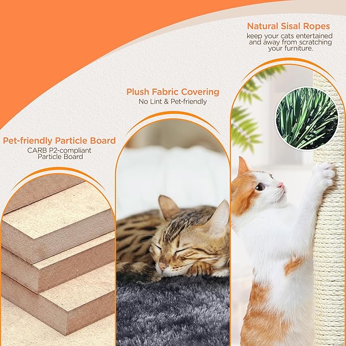 Yaheetech 57in Multi-Level Cat Tree Tower with Extended Platform, Padded Perch, Scratching Posts, and Ball — Indoor Activity Center for Large Cats