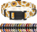 Dog Collar, Floral Boys Girls Puppy Collar for Small Medium Large Dogs, Soft Adjustable Collar with Safety Buckle for Male Females (XS, White Floral)