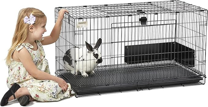 MidWest Homes for Pets Medium Wabbitat Rabbit Cage, Grid Mesh Floor, Removable Tray, Top & Front Door Access, Rust Resistant Finish, No Tools Required