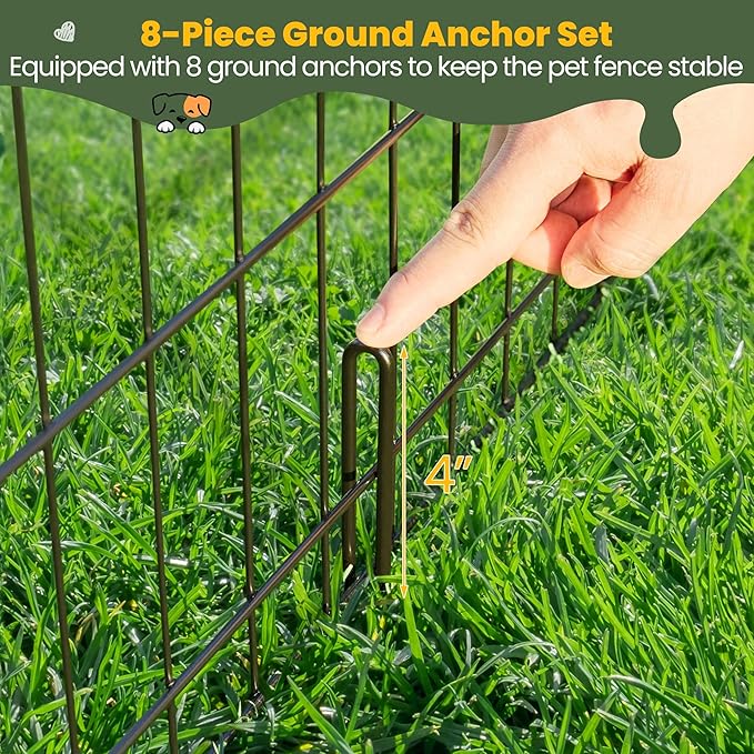 Yaheetech 34" High 8 Panel Foldable Metal Dog Exercise Pen Pet Playpen Dog Fence Outdoor & Indoor Use for Small Animals with Door Black