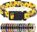 Dog Collar for Boys & Girls, Adjustable Soft Pattern Pet Collar with Safety Buckle for Small to Large Dogs (Yellow Floral, L)