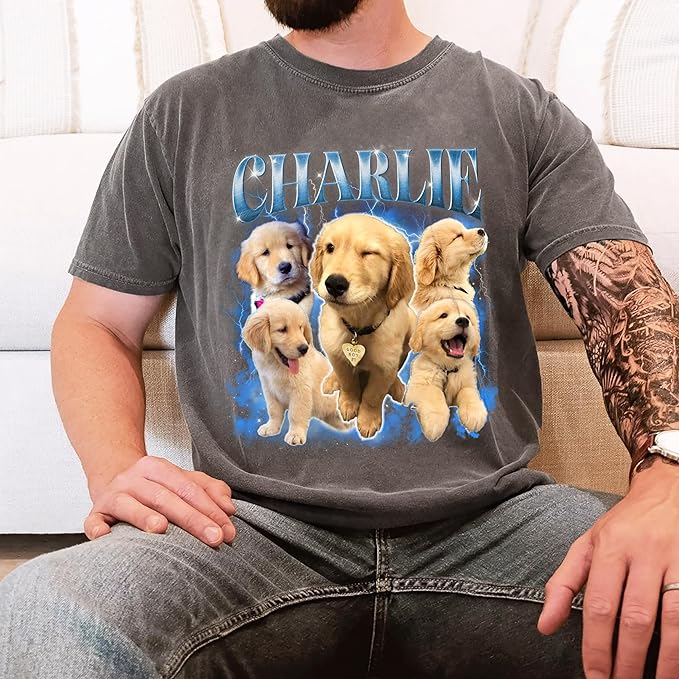 Mit & Mia Custom Your Own Bootleg Rap Shirts for Boyfriend Girlfriend Face Shirt with Photo Gift for Him Her Pet Lovers