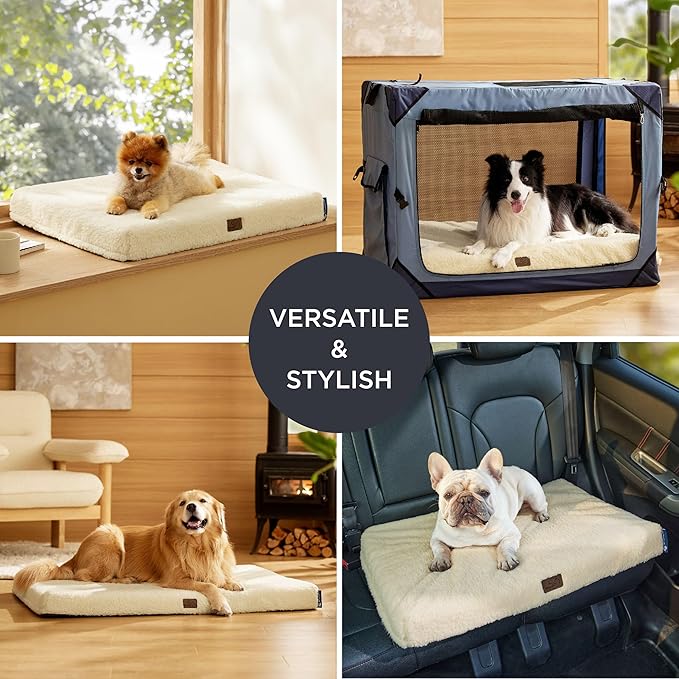 Bedsure Self Warming Dog Bed for Medium Dogs - Comfy Cat Beds with Removable Washable Cover, Orthopedic Egg Crate Foam Pet Mat, Suitable for Pet Up to 30 lbs (Non Electric)