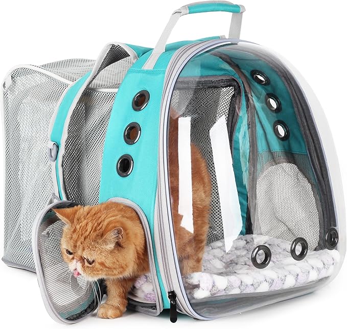 Lollimeow Cat Carrier Backpack, Expandable Bubble Pet Carrier for Cats and Small Dogs, Airline Approved Travel Backpack for Hiking, Walking & Outdoor Adventures - Supports up to 14 lbs