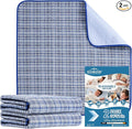 OUTCREATOR® Washable Bed Pads 34" x 54" (Pack of 2) for Incontinence Mattress Protector, Reusable Underpads for Elderly, Adults, Kids, Pets with Anti-Slip Bottom (Light Blue Plaid)