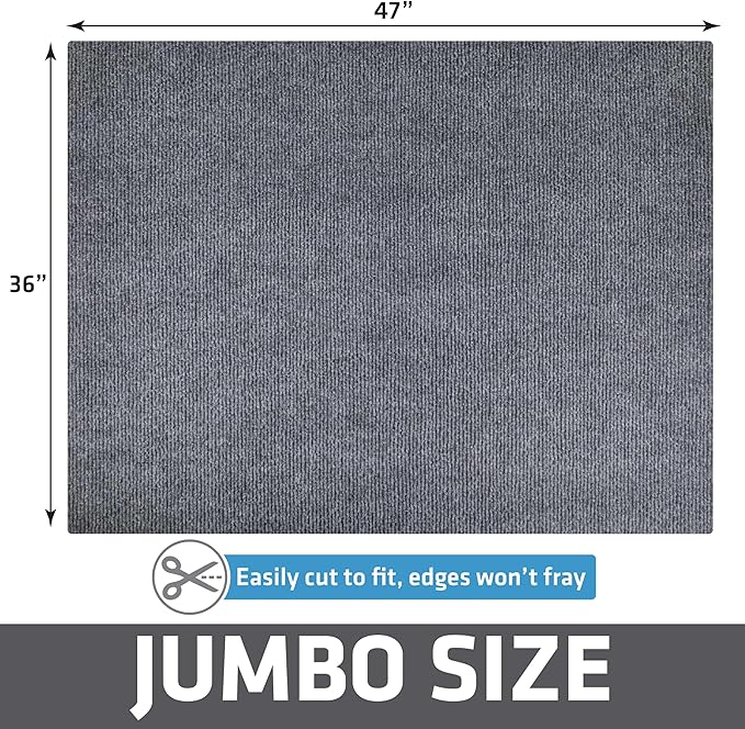 Drymate Cat Litter Box Mat, Litter Trapping Mat, Waterproof, Urine-Proof, Absorbent, Machine Washable, Soft on Paws, Contains Mess, Protects Floors, Kitten Supplies, Grey, 36x47 Jumbo XXL