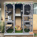 Aivituvin Cat House Outdoor Catio Kitty Enclosure with Super Large Enter Door,Wooden Cat Cage Condo Indoor Playpen with Platforms,Small House,70 Inch