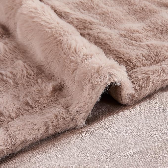 Modern Threads Water-Resistant Faux Rabbit Fur Pet Blanket for Dogs & Cats – Ultra-Soft Couch, Bed & Crate Protector, 50x60 Khaki