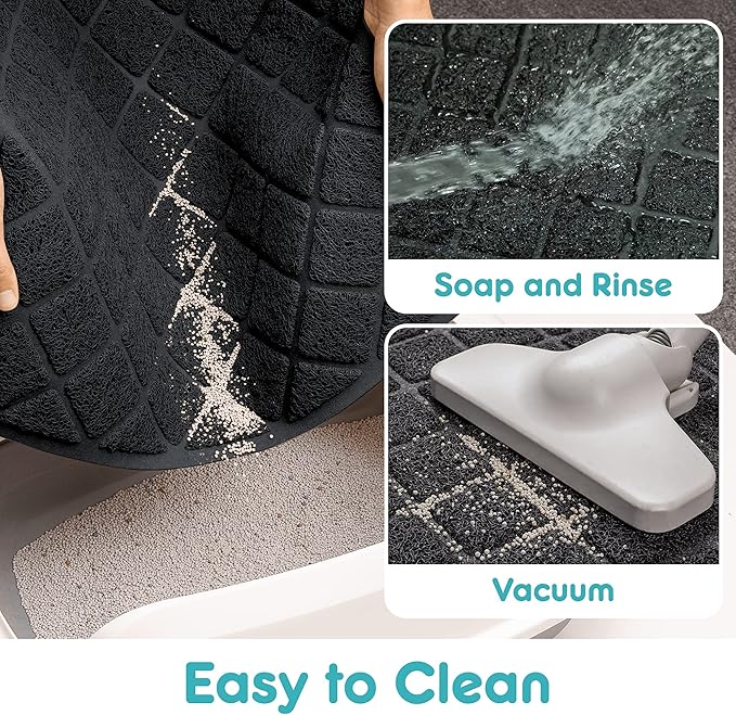 Cat Litter Mat Litter Trapping Mat, 24" x 17" Premium Durable PVC Grid Mesh with Scatter Control, Non-slip, Less Waste Cat Litter Box Mat, Soft on Kitty’s Paws, Urine Waterproof