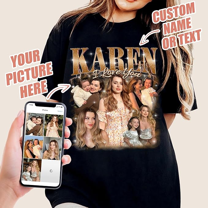 H-DEWALL Custom T Shirts Mineral Wash Tshirt Bootleg Rap Tee Customized Gifts for Boyfriend Birthday Shirts Tops for Women