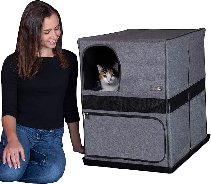 Pet Gear Pro Pawty for Cats with littertraX Mat, Put an end to Scattered Litter, Foldable, Easy Clean, Litterbox not Included, Grey