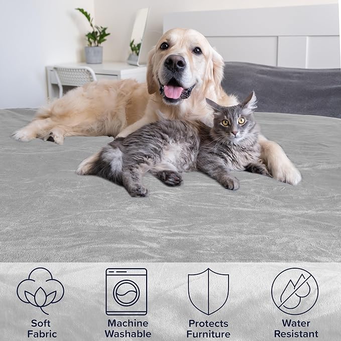 PETMAKER Dog Blanket - 60x80in Reversible Sherpa Blanket - Throw Blankets for Bed, Couch, Crate, or Car - Machine Washable Puppy Essentials (Gray)