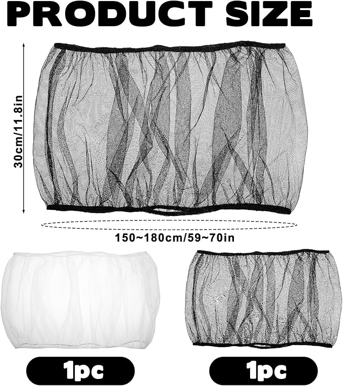 2pcs Large Bird Cage Seed Catcher Guards, Breathable Airy Nylon Mesh Material, Prevents Seed Mess, Acts as Stretchy Cage Guard, Fits Budgie, Cockatiel Various Bird Species (Black, White)