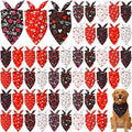 Weewooday 50 Pcs Valentine's Day Dog Bandanas Bulk for Dogs Soft Bibs Adjustable Triangle Heart Lips Bandana for Small Medium Large Pet Costume(Valentine, 31.5 x 21.7 X21.7 Inch)