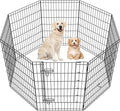 Yaheetech 34" High 8 Panel Foldable Metal Dog Exercise Pen Pet Playpen Dog Fence Outdoor & Indoor Use for Small Animals with Door Black