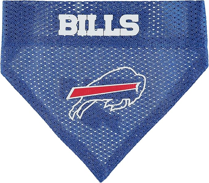 NFL DOG BANDANA - BUFFALO BILLS REVERSIBLE PET BANDANA. 2 Sided Sports Bandana with a PREMIUM Embroidery TEAM LOGO, Small/Medium. - 2 Sizes & 32 NFL Teams available