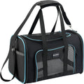 Soundy Large Cat Carrier Dog Carrier Under 25 Lbs,Collapsible Ventilated Portable Pet Bag with Soft Sided Breathable Mesh for Long Car Trips Maxi Load 2 Kittens or Small, Medium Dog (Large Black)