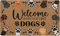 Welcome Hope You Like Dogs Door Mat, Cute Dog Paws Print Artificial Coir Front Door Mat Indoor Outdoor Entrance, Funny Dog Paw Welcome Doormat Rug for Porch Entryway Patio Decor, 17X30 Inch
