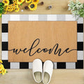 Tinideya 2 Pcs Door Mat Welcome Non Slip Coir Mats Floor Layering Doormats Seasonal for Front Porch Entryway Decor(Welcome)