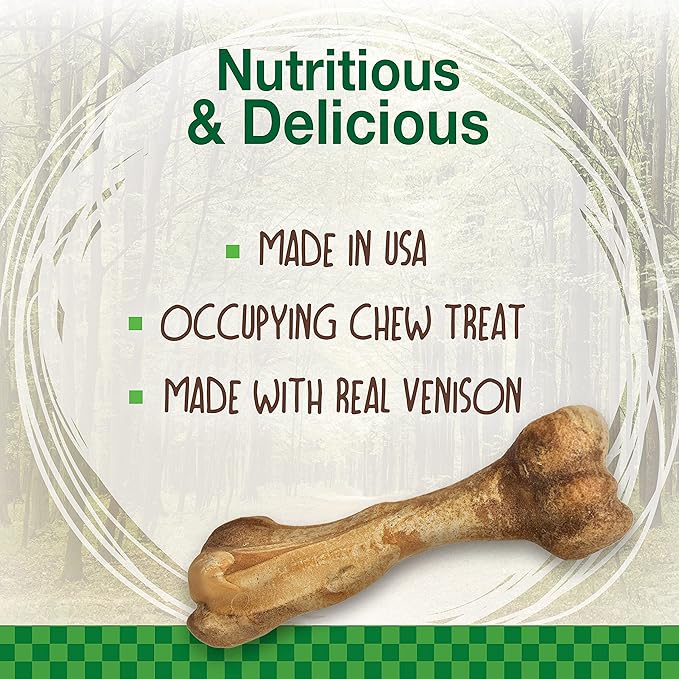 Nylabone Healthy Edibles WILD Natural Longer-Lasting Chew Treats, Venison Flavor, Large Dogs Up to 50 lbs - Made in USA (1 Count)