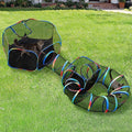 Outdoor Cat Enclosure - 4-in-1 Portable Cat Tunnels with Tent, Cube, Collapsible Catio for Cat Run Outside, Pop up Enclosed Playground for Indoor Cats, Kitty & Small Animals