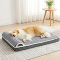 Orthopedic Jumbo Dog Bed Large Sized Dog with Pillow 56''X40'' Waterproof Soft Comfortable Egg Crate Foam Pet Crate Beds Mat with Removable Washable Cover and Non-Slip Bottom, Gray